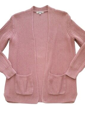 Madewell Women's XS Pink Nolan Ribbed Open-Front Cardigan in Dried Petal Pink